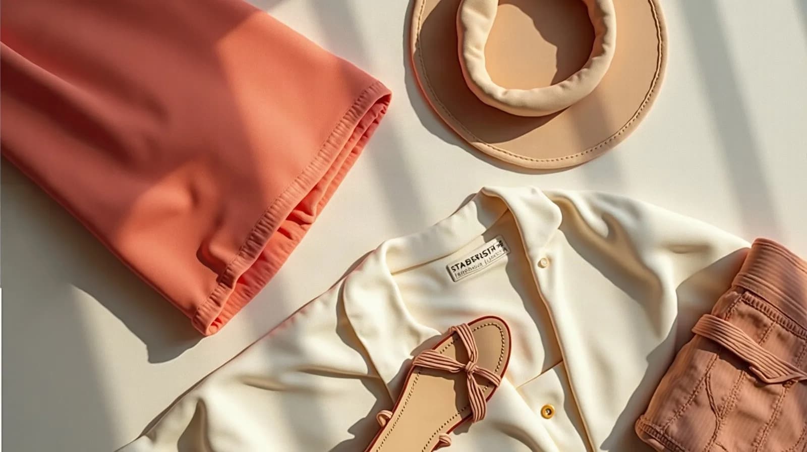 Flat lay of trendy SHEIN clothing and accessories